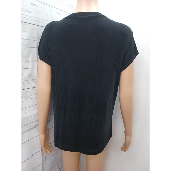 CHICO'S Travelers Black V Neck Short Sleeve Pullover Top 2 / L - Picture 4 of 9